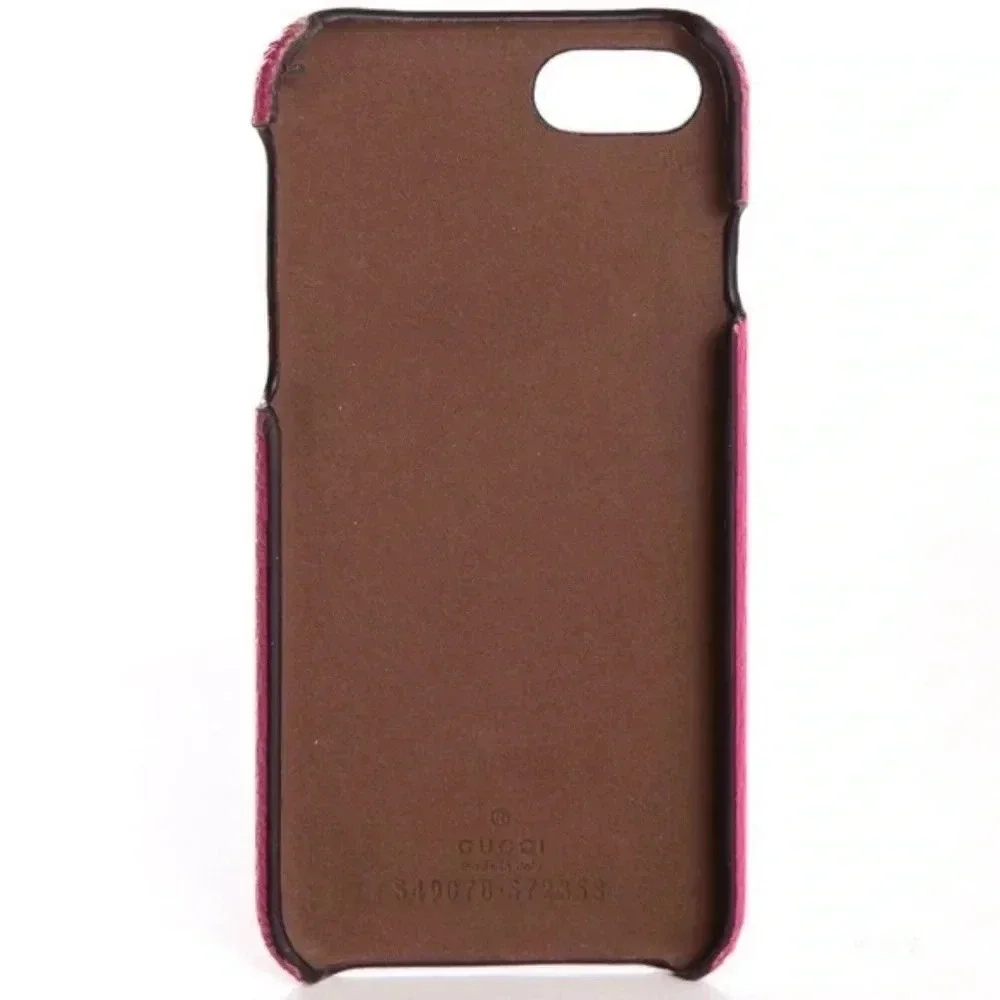 GUCCI Vintage Logo Print IPhone SE/7/8 Leather Pink Phone Case